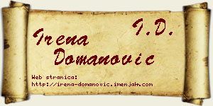 Irena Domanović vizit kartica